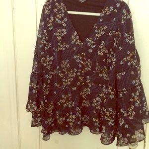 Structured floral peasant top